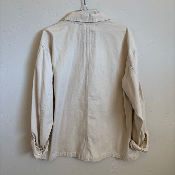 BDG Urban Outfitters Canvas Cotton Chore Jacket Cream Unisex Neutral Button - Picture 2 of 7